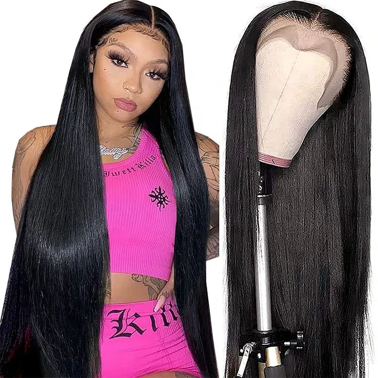 180% Long Chinese Hair Wig Custom 13x4 Lace Frontal Wigs Natural Black Jewish Hair Wigs HD Lace Silk Base