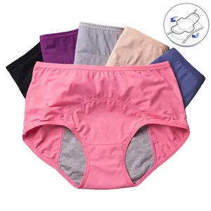 Wholesale Dropshipping plus size underwear women's cotton 3 layer leak proof menstrual period panties