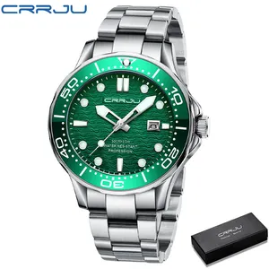 CRRJU manufacture brand your logo Luxury Business Wrist Classic Dress Custom Waterproof Quartz Men Watch
