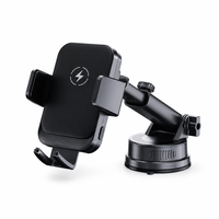 Support de téléphone pour voiture avec chargeur sans fil rapide Qi 15W, fixation automatique, rotation à 360°, ventouse pour tableau de bord et pare-brise, bras télescopique