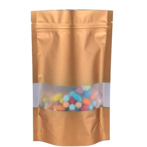 Sachets d'emballage <span class=keywords><strong>alimentaire</strong></span> personnalisés imprimés, refermables, colorés, givrés, à fond plat, avec fermeture éclair en aluminium et fenêtre - Product Image 1