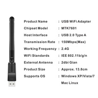 Dongle receptor Wi-Fi USB 2,0 150Mbps con Chip inalámbrico 7601 adaptador de red externa para ordenador portátil MiniPC ordenador TV Box
