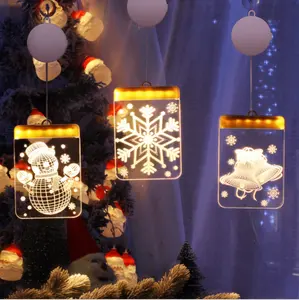 3D Weihnachten Batterie betriebenes Fenster Acryl hängende Verzierung Weihnachts baum Zimmer Party Dekoration führte Weihnachts fenster hängende Lichter