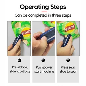 Mini <b>Heat</b> Sealer 2in1 <b>USB</b> Rechargeable Clip Seal Storage Bag Food Sealer White Blue Dual Color Handheld Sealing Machine - Product Image 6