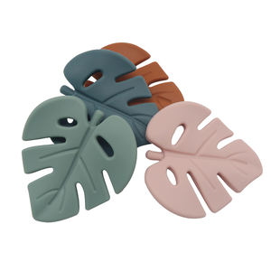 Mordedor para masticar para bebés, juguetes con forma <span class=keywords><strong>de</strong></span> hoja, Grado Alimenticio suave Natural, <span class=keywords><strong>silicona</strong></span> libre <span class=keywords><strong>de</strong></span> BPA, juguetes para bebés - Product Image 1