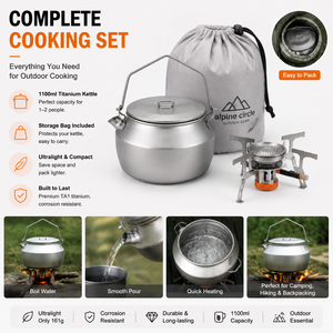 Popular 1100ml Pure Titanium Camping Kettle Bail Handle <b>Portable</b> Outdoor Tea Pot Ultralight Hanging Boiling Water Coffee Pot - Product Image 6