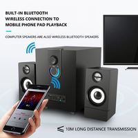 Altavoz Subwoofer Bluetooth, Tarjeta de Audio Bluetooth, Altavoces USB para Computadora de Escritorio, Altavoces Multimedia Activos de Madera 2.1 para Computadora