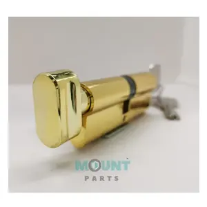 Brass Door Mortise Lock Cylinder 90mm Golden Finished Thumb Turn Single Open With Keys Safe Security Door Lock Cylinder