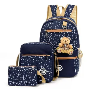 POP DUCK 3pcs/set School Bags For Girls Women Backpack School Bags Star Printing Backpack Schoolbag Women Travel Bag Rucksacks