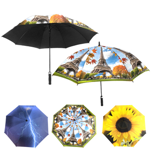 Paraguas de golf de apertura automática, doble cubierta, 130 cm de diámetro, con estampado de la Torre Eiffel, automático, resistente al viento, protección contra el sol y la lluvia. - Product Image 5