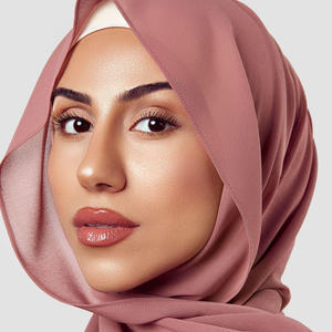 Hijab en mousseline de soie de couleur unie de haute qualité Échantillon de soutien en gros Hijab en mousseline de soie imprimé Hijab en mousseline respectueux de la peau - Product Image 3