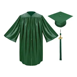 CASALIA New Shiny Custom Uniform Academic Gown with Stole Adult Graduation Cap and Tassel Black Green Silver Red