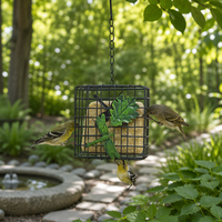 Panier suspendu décoratif en métal, résistant à la rouille, pour mangeoire à suets, cage à oiseaux, ornement en forme de feuille, pour l'alimentation des oiseaux dans le jardin, utilisation extérieure