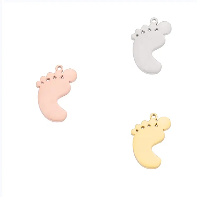 Mirror stainless steel cute little feet tag jewelry accessories baby footprints can be laser engraved anti-lost dog tags