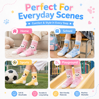 Chaussettes pour tout-petits et enfants en tricot doux et respirant, motif lapin, ours, chien, bordure rayée, écologiques, antibactériennes, séchage rapide