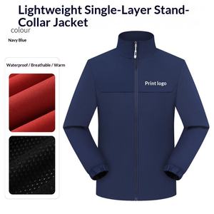 سترة عمل جديدة للخريف والشتاء بطبقة واحدة مع شعار مخصص، زي شركات موحد بياقة عالية وسحاب لورش السيارات ومراكز الخدمة - Product Image 4