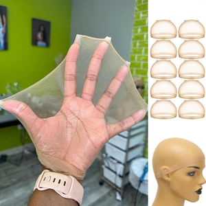 ระบายอากาศได้บางเฉียบถุงน่องหมวกสําหรับวิกผมลูกไม้ด้านหน้า 2 ชิ้นหมวกผิวหัวล้านสําหรับผู้หญิงโปร่งใส HD หมวกวิกผม - Product Image 1