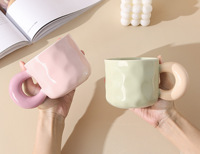 Mug en céramique color-block, doux et frais, mignon, grande capacité, style Instagram, pour étudiants, couples, meilleurs amis, passe au lave-vaisselle, chaud/froid