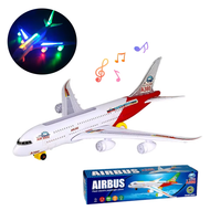 Mainan pesawat listrik untuk anak-anak, mainan pesawat terbang plastik warna-warni ukuran 45cm, Bump roda Universal dan Go Airbus A380