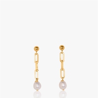 Pendientes de Perlas de Agua Dulce con Cuentas Doradas, Elegantes Pendientes Colgantes de Acero Inoxidable, Joyería de Moda para Mujer, Regalo