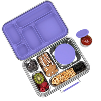 Boîte à bento en acier inoxydable sans BPA à 5 compartiments avec couvercle en silicone pour nouveau-nés et enfants