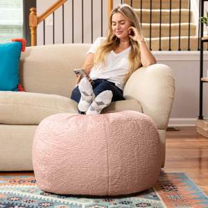 DB Jaxx Ellis Grand pouf en peluche faux-agneau rose pouf en peau de mouton pour un design d'intérieur moderne - Product Image 3