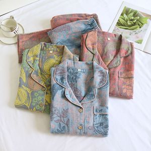 2025 nuovo <span class=keywords><strong>cotone</strong></span> inverno <span class=keywords><strong>pigiama</strong></span> donna pantaloni a maniche lunghe completo due pezzi vestiti casa Jacquard fiori pigiami - Product Image 2