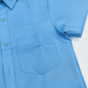 Chemise à manches courtes pour enfants, uniforme scolaire, vente en gros d'usine, bleu clair, boutonnée, décontractée, chemisier d'étudiant pour le port quotidien à l'école - Product Image 2