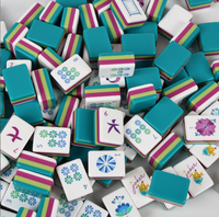 Ensemble de Mahjong de luxe de style américain en acrylique, 160 pièces, bleu Paris, aux couleurs de bonbons, avec tuiles multicouches décorées, Hangzhou