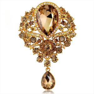 Broche de Cristal Colorido com Strass em Formato de Gota de Água para Mulheres, Acessórios de Joias para Vestidos e Trajes, Atacado - Product Image 1