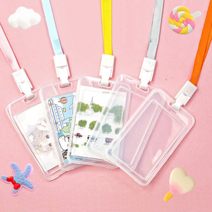 Campus card, kindergarten and primary school student card sleeve, double-sided transparent work <b>ID</b> with lanyard, name tag, - Product Image 1