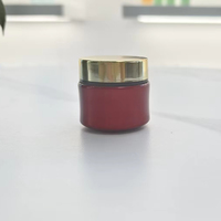 Pot en verre vide de luxe 30g, forme taille de poitrine, rouge bordeaux, pour crème, avec couvercle doré, pour crème hydratante visage