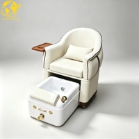 Fauteuil de pédicure sans plomberie Madamcenter rose avec table intégrée, chaise de spa pour technicien(ne) des ongles, fauteuil de spa pour les pieds sans plomberie, bassin de spa pour les pieds