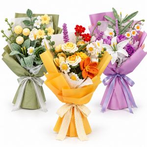 Flores Tejidas a Mano de Ganchillo Clásicas para Cumpleaños, Tulipanes, Margaritas y Rosas de Hilo de Algodón, Planta Artificial Decorativa TOYSRUNNER para Dormitorio - Product Image 1