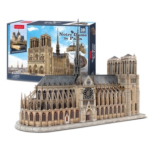 Haute qualité enfants cadeaux jeu bricolage jouet papier en bois Puzzle ville France bâtiment modèle Notre <span class=keywords><strong>Dame</strong></span> De Paris <span class=keywords><strong>3D</strong></span> Puzzle pour enfants cadeau - Product Image 1