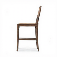 Chaise en bois rustique massif avec dossier en corde tressée et assise rembourrée, mobilier moderne pour salle à manger