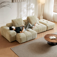 Canapé d'angle moderne inclinable avec rembourrage capitonné, emballé sous vide et compressé directement de l'usine, idéal pour appartement et salon