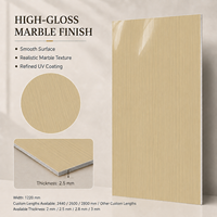 Panneau mural en PVC à grain de bois vertical beige MORLENX, feuille de marbre UV haute brillance pour projet d'intérieur commercial moderne