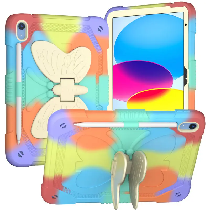 Kids Butterfly Cover For iPad 10th 10.9 2022 10.2 8th 9th 2020 Pro 11 Heavy Duty Case 10.5 2021 Air 2 3 4 Mini 6 9.7 Tablet Case