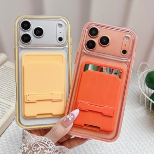 Nouvelle coque de téléphone 2-en-1 antidérapante avec cadre coloré et porte-cartes transparent pour iPhone 11 12 13 14 15 16E 17Air - Product Image 6