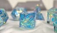 Ensemble de dés polyédriques en résine faits à la main de haute qualité - 7 pièces - Boîte cadeau moulée peinte à la main pour les jeux de rôle - Musenluo bleu