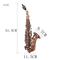 Bb Tone Curved Soprano Saxophone Red Antique Finish Professional Adjustable Brass Woodwind Musical Instrument for Performance