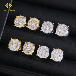 ต่างหูสตั๊ดฮิปฮอปประดับเพชรสำหรับ925เงิน VVS Moissanite - Product Image 1