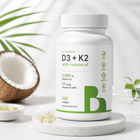Vitamine D3 2000 UI K2 MK7 Huile de Coco Gélule Molle Modèle Q9 OEM Étiquette Privée Personnalisée GMP Fabriqué en Chine Santé Osseuse Cardiaque Immunitaire