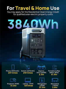 3840Wh Portable Power Station 120V AC Outlets 2.5H Fast Charge 3600W <b>Battery</b> Solar Generator for Home Outdoor OEM 3840Wh Capacit - Product Image 1