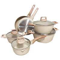Set Panci dan Wajan Masak Anti Lengket dari Aluminium Die Cast, Set Peralatan Masak Granit dengan Dasar Induksi