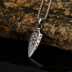 Collar con colgante de lanza vikinga de acero inoxidable yunnique, joyería de regalo para hombre, cadena de color acero - Product Image 3