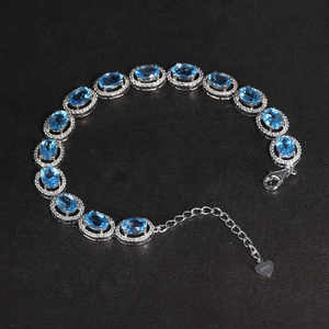 925 Pure Sterling Silver <b>Fine</b> <b>Bangle</b> Women's Jewelry with Gemstone Elegant <b>Bracelet</b> - Product Image 5