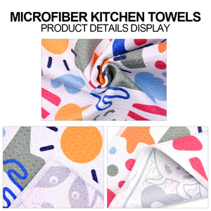 पूर्व धूप कस्टम मुद्रित नरम चाय तौलिए बनावट अवशोषित टेबलटॉप क्लीनर रसोई सफाई तौलिया - Product Image 4