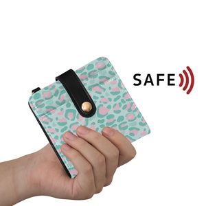 New Arrival Leopard Print Custom Logo <b>Small</b> Coin Purses Mini PU Leather Women Card Holder <b>Small</b> Short <b>Wallet</b> with Keychain - Product Image 1